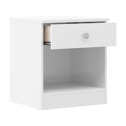 Denver Trio Set White Gloss Wardrobe Chest & Bedside