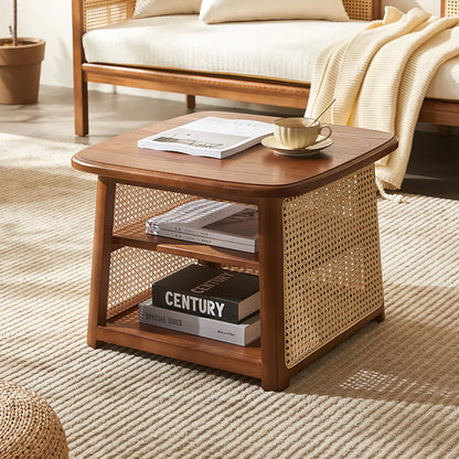 Nordic Square Coffee Table Set, Rattan