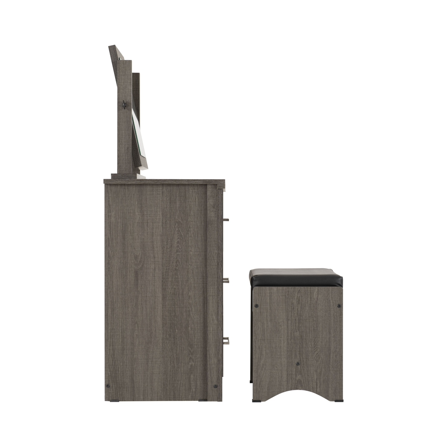 Lisbon 3Pc Dressing Table Set with Mirror - Black Wood Grain