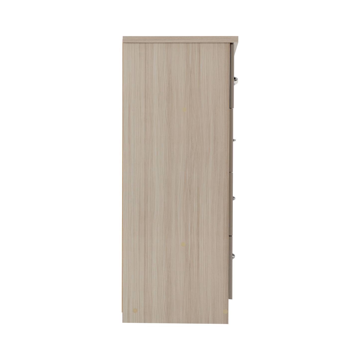 Nevada 3+2 Drawer Chest - Oyster Gloss/Light Oak Effect Veneer