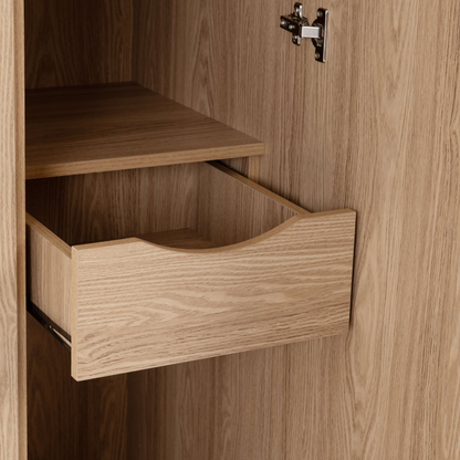 Tessa 3 Door Mirrored Wardrobe - Natural Oak Effect
