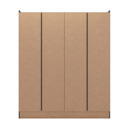 Nevada 4 Door 2 Drawer  Mirrored  Wardrobe - Black Wood Grain