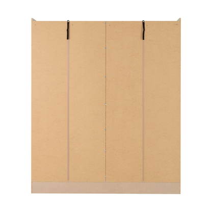 Nevada 4 Door 2 Drawer Mirrored Wardrobe – Oyster Gloss & Light Oak | Large Bedroom Wardrobe UK