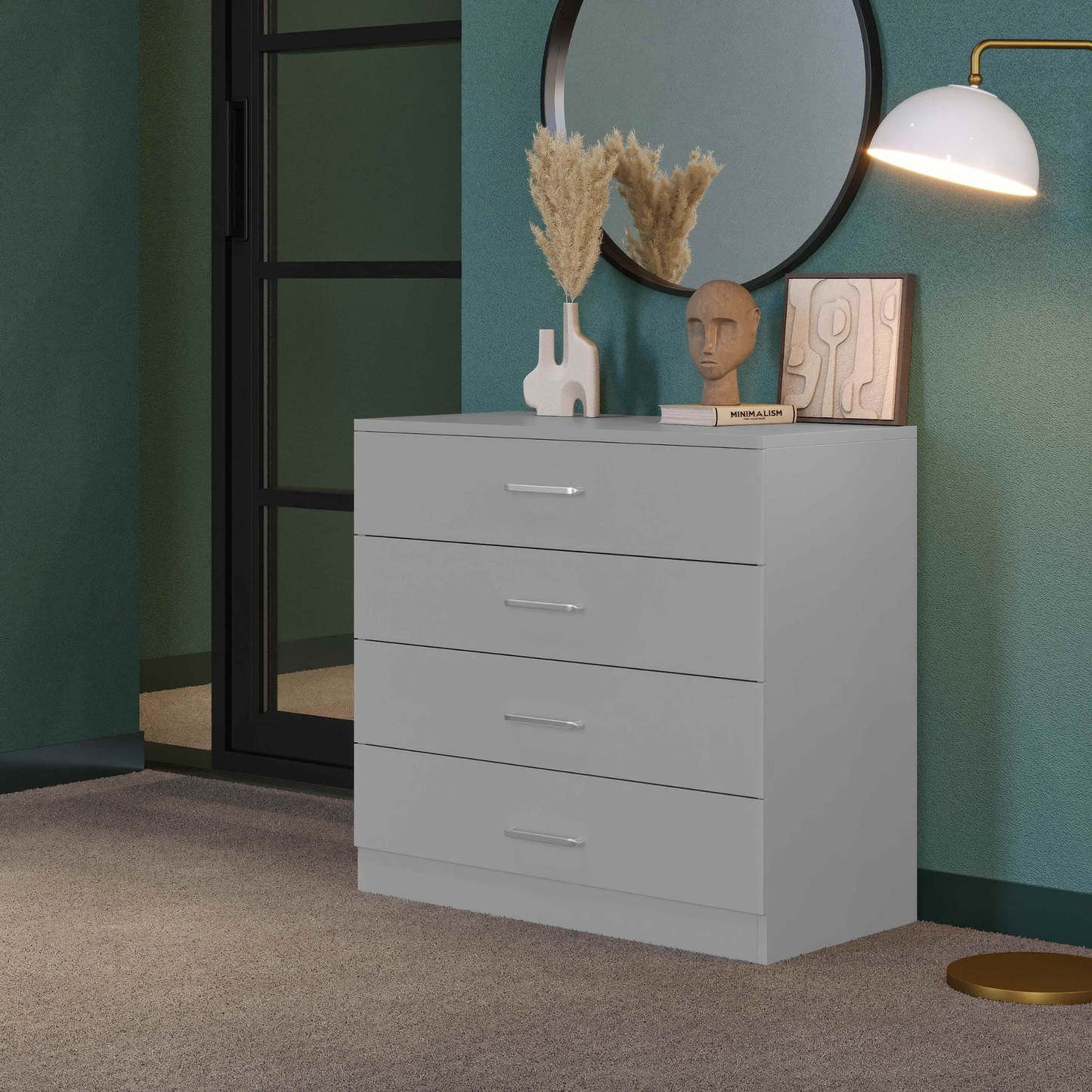 Dakota 4 Drawer Chest – Light Grey, Stylish Bedroom Storage