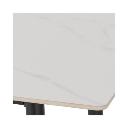 Fenton Dining Table in White Marble Stone Effect – 140cm