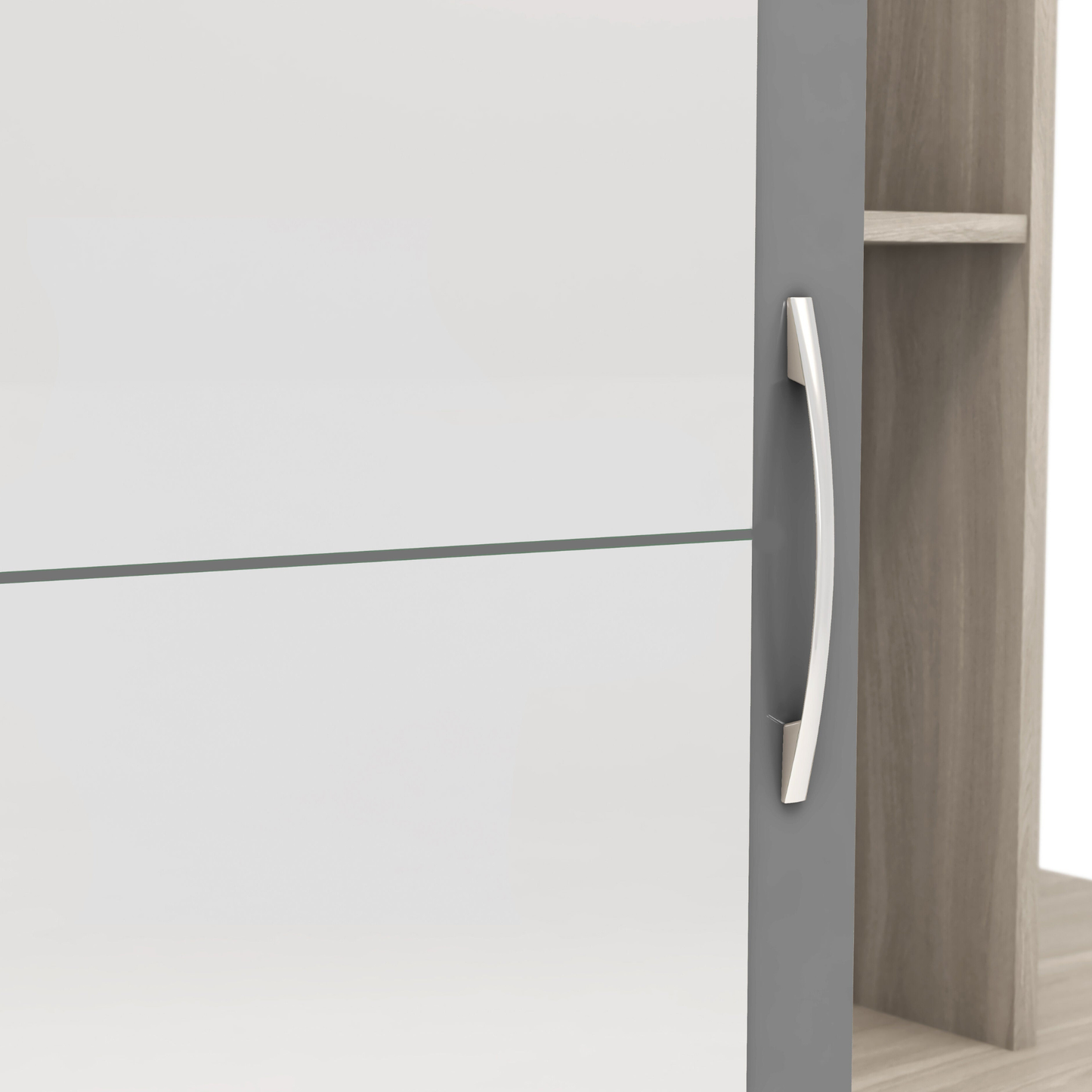 Nevada Mirrored Wardrobe - Grey Gloss/Light Oak