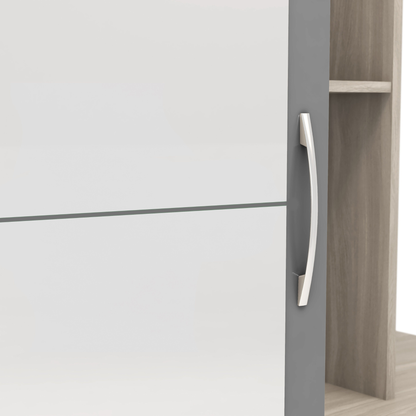Nevada Mirrored Wardrobe - Grey Gloss/Light Oak