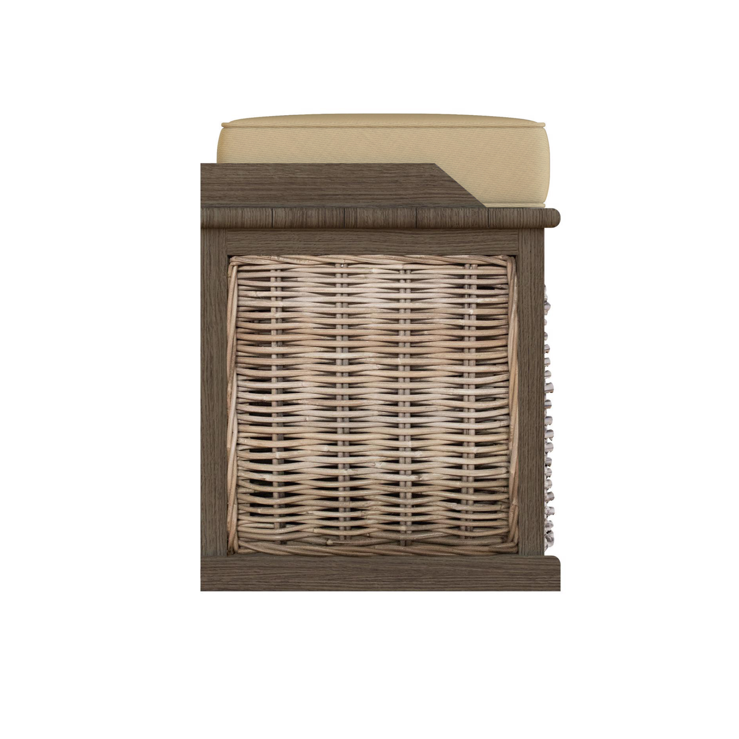 Maya Kubu Rattan Storage Bench with Baskets – Handmade Seat