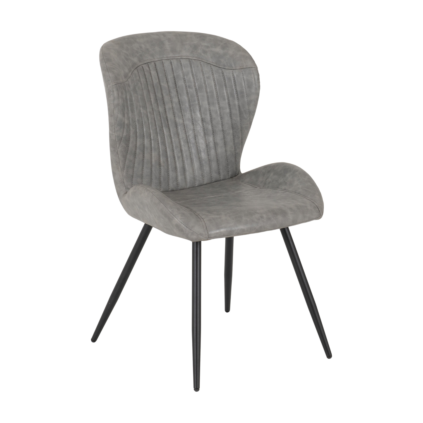 Quebec Wave Edge Dining Set - Concrete Effect/Grey Faux Leather
