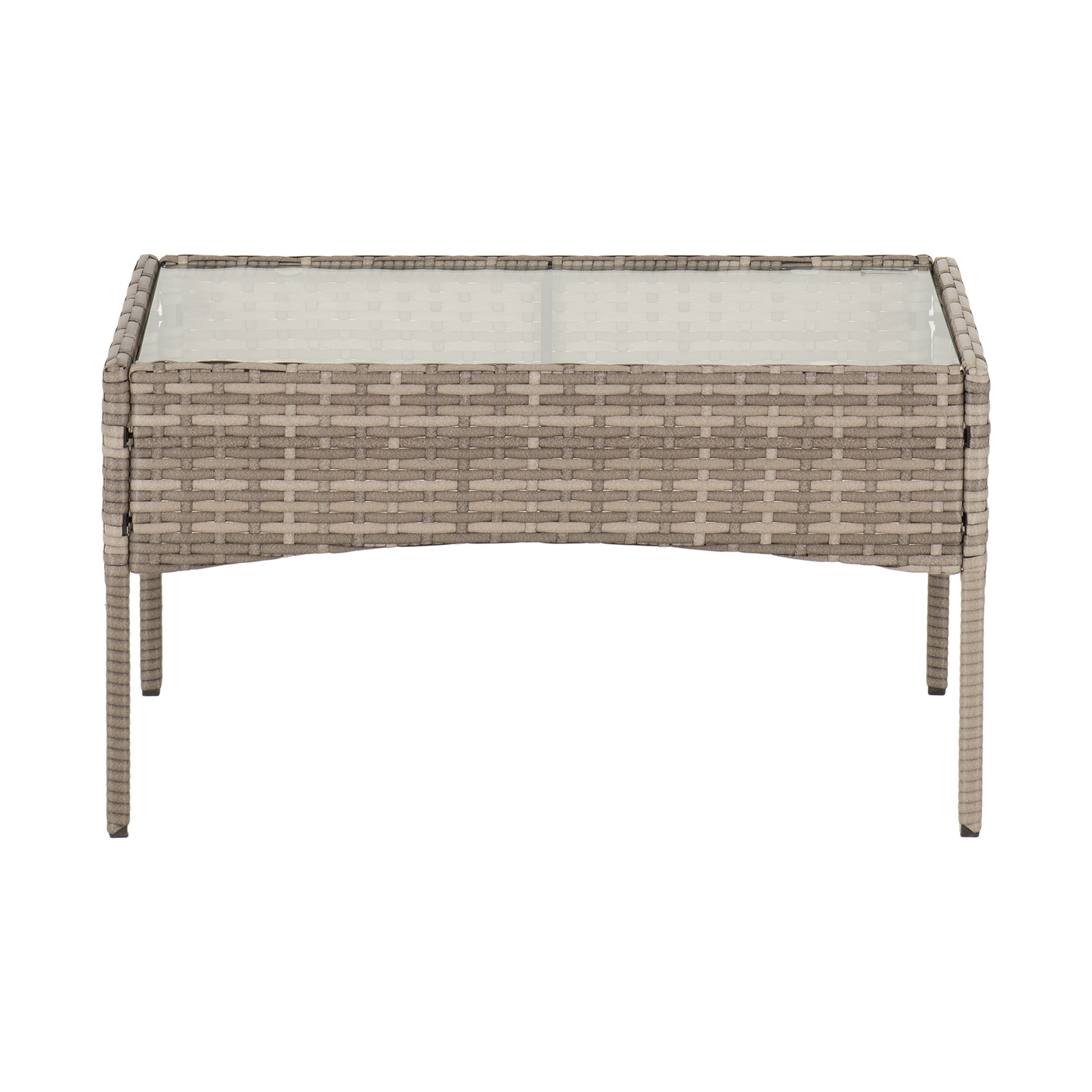 Willow 4Pc Garden Set - Grey Rattan & Fabric with Clear Glass