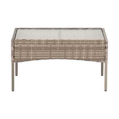 Willow 4Pc Garden Set - Grey Rattan & Fabric with Clear Glass