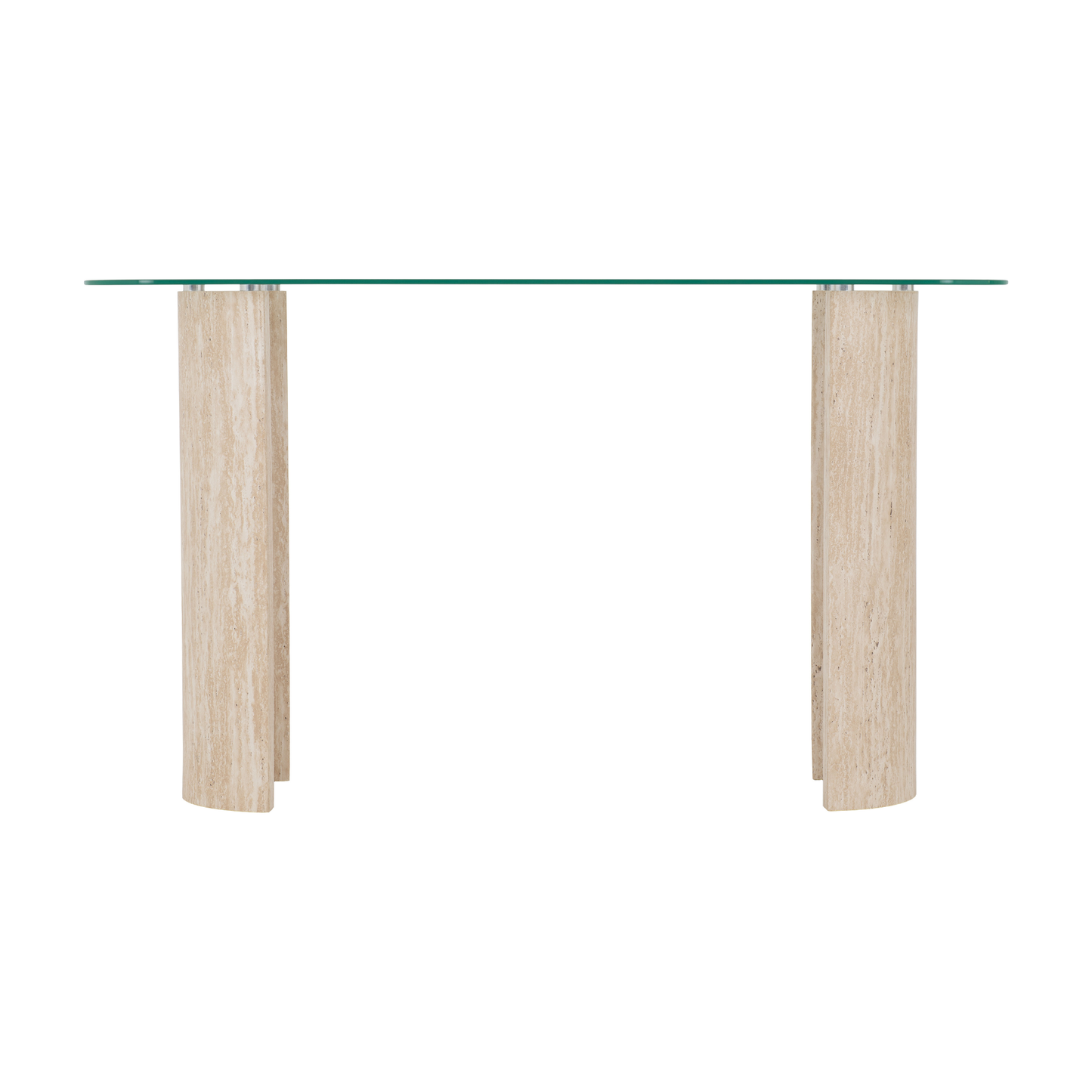 Modena Console Table - Clear Glass & Cream Marble Effect