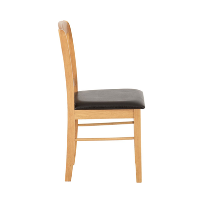 Mason Dining Chair - Oak Varnish/Brown PU (Set of 2)