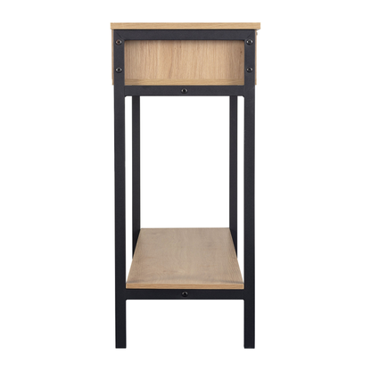 Miami 2 Drawer Console Table - Oak Effect & Black