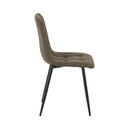 Fenton Dining Chair - Olive Green Suede Fabric (Set of 2)