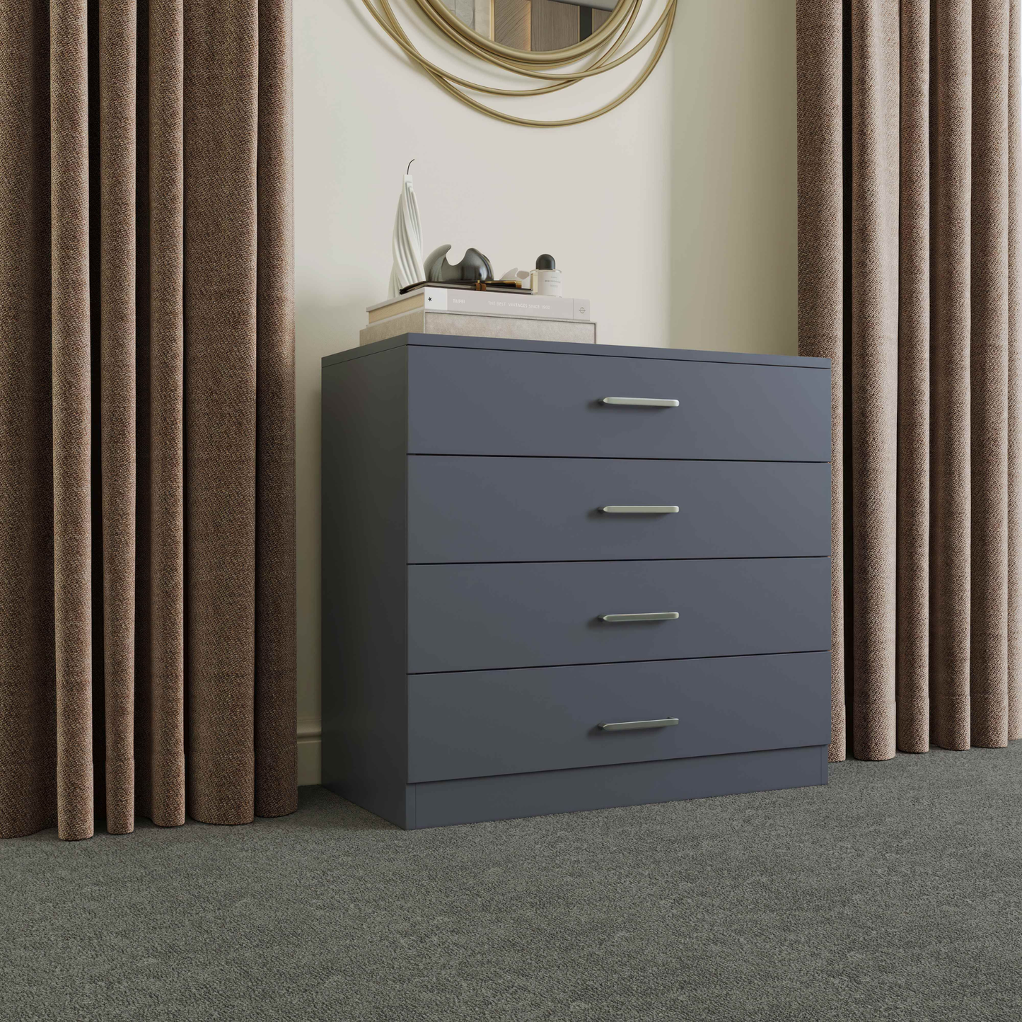 Dakota 4 Drawer Chest – Dark Grey, Stylish Bedroom Storage