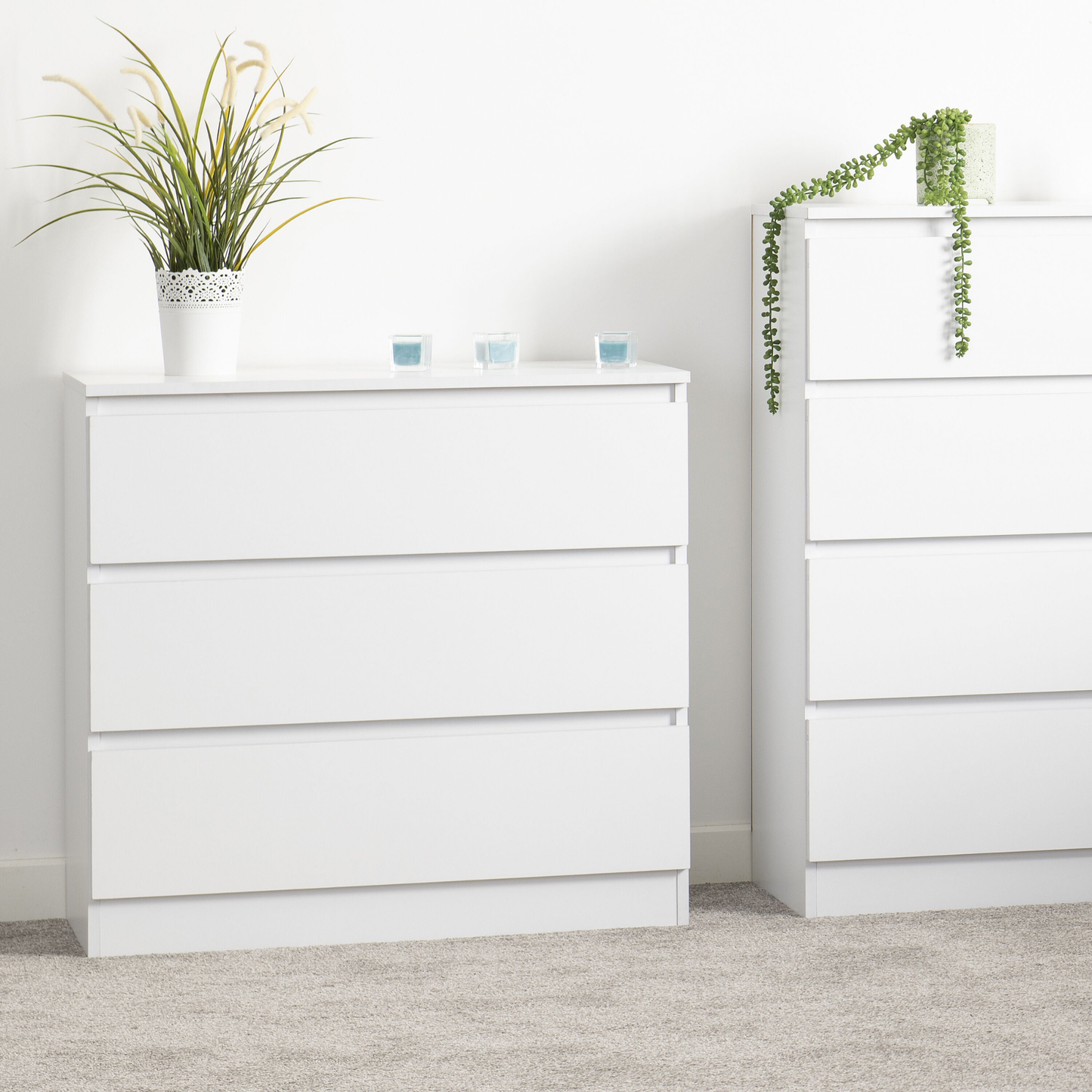Malvern 3 Drawer Chest – White, Stylish Bedroom Storage