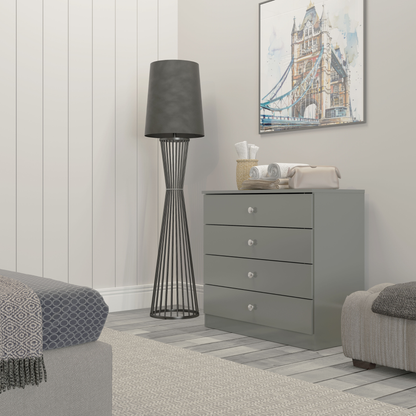 Denver 4 Drawer Chest – Grey Gloss, Stylish Bedroom Storage