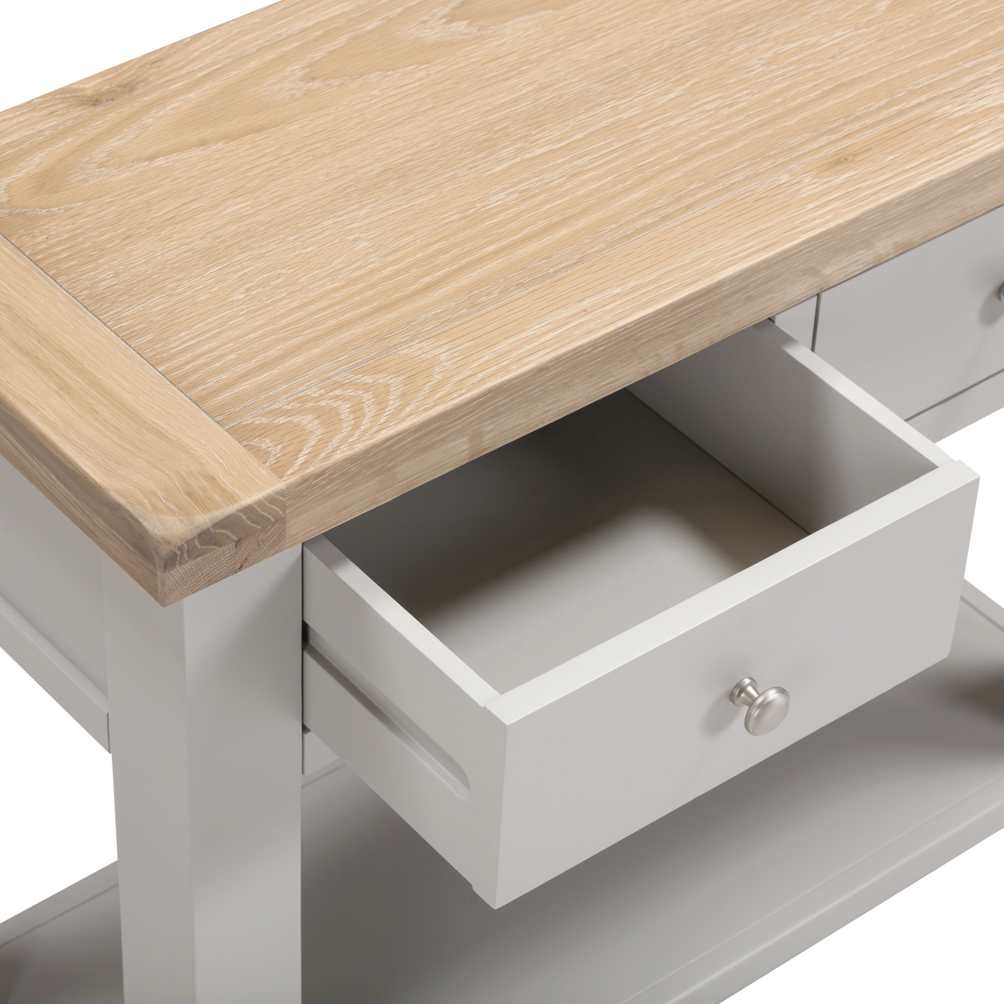 Windsor 2 Drawer Console Table - Pebble Grey & Oak