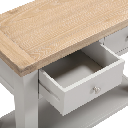 Windsor 2 Drawer Console Table - Pebble Grey & Oak