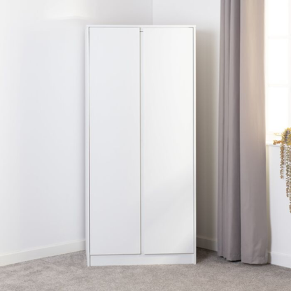 Malvern White 2 Door Wardrobe with Rail & Shelf