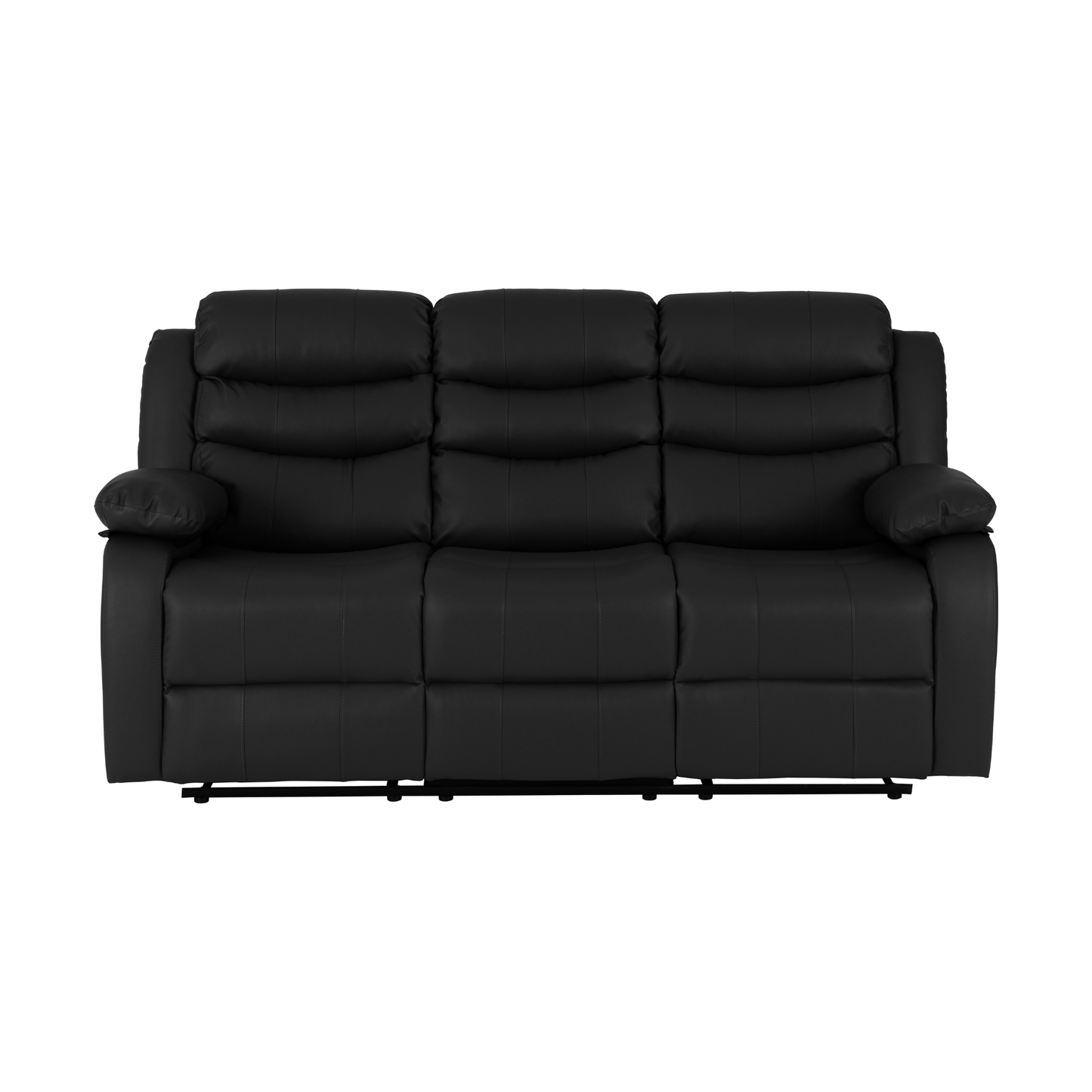 Roma 3+2 Recliner Suite - Black Faux Leather