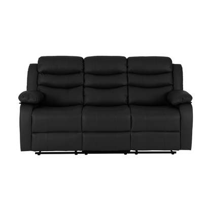 Roma 3+2 Recliner Suite - Black Faux Leather