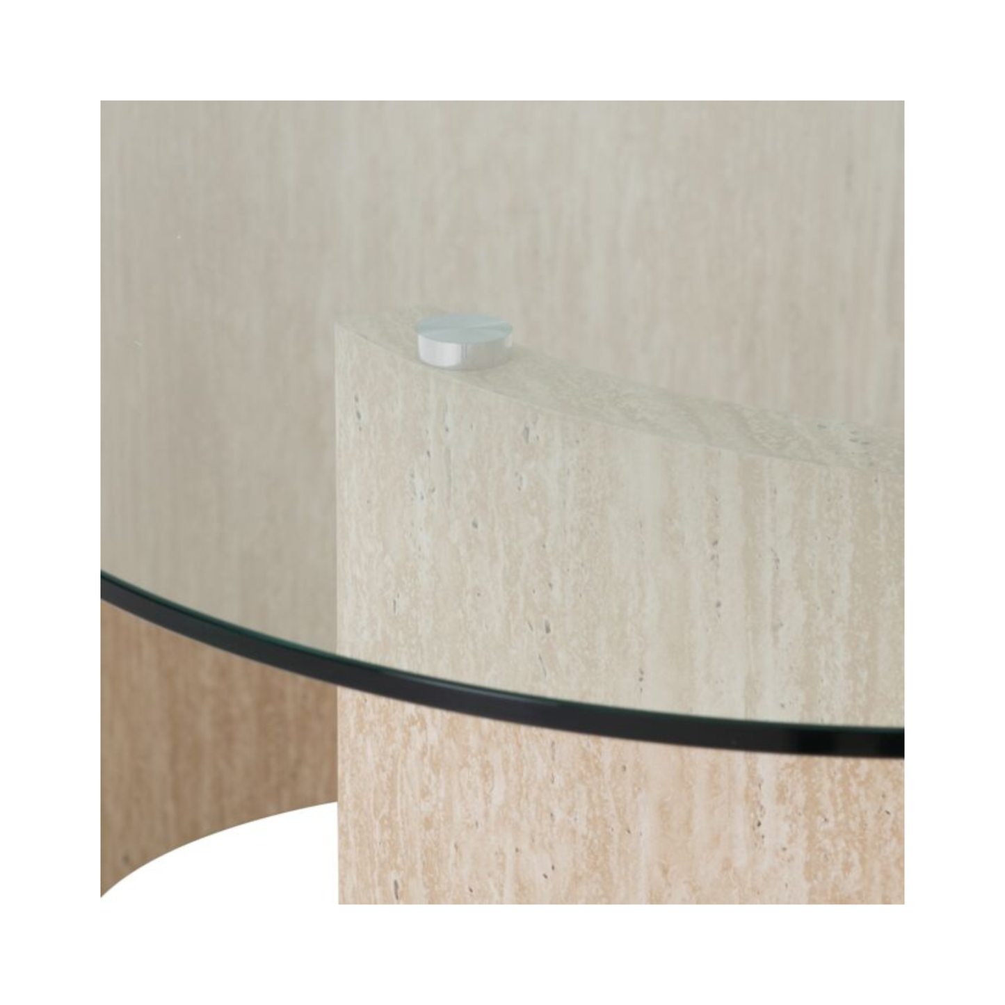 Modena Dining Table in Clear Glass & Cream Marble Effect