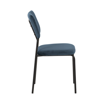 Sheldon Dining Chair Set - Navy Blue Velvet Fabric (Pack of 4)