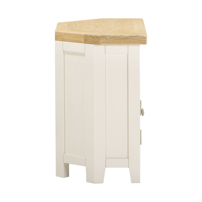 Windsor Corner TV Unit - Ivory/Oak - Hardwood & Plywood