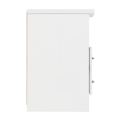 Nevada 2 Drawer Bedside – White Gloss Storage