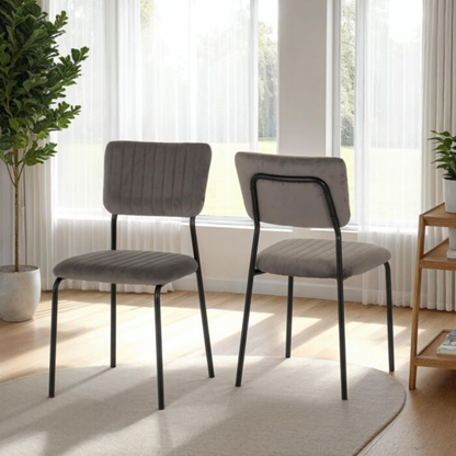 Sheldon Dining Chair Set - Grey Velvet Fabric (Pack of 4)