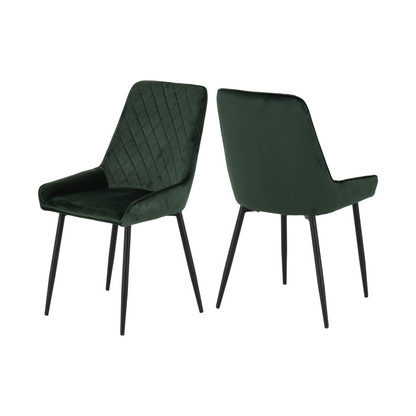 Marlow & Avery Dining Set - White Marble/Emerald Green Velvet (4 Chairs)