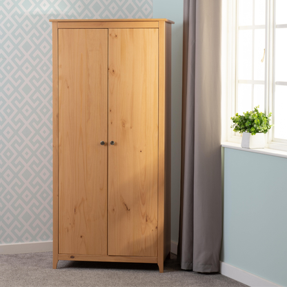 Oslo 2 Door Wardrobe - Antique Pine Finish
