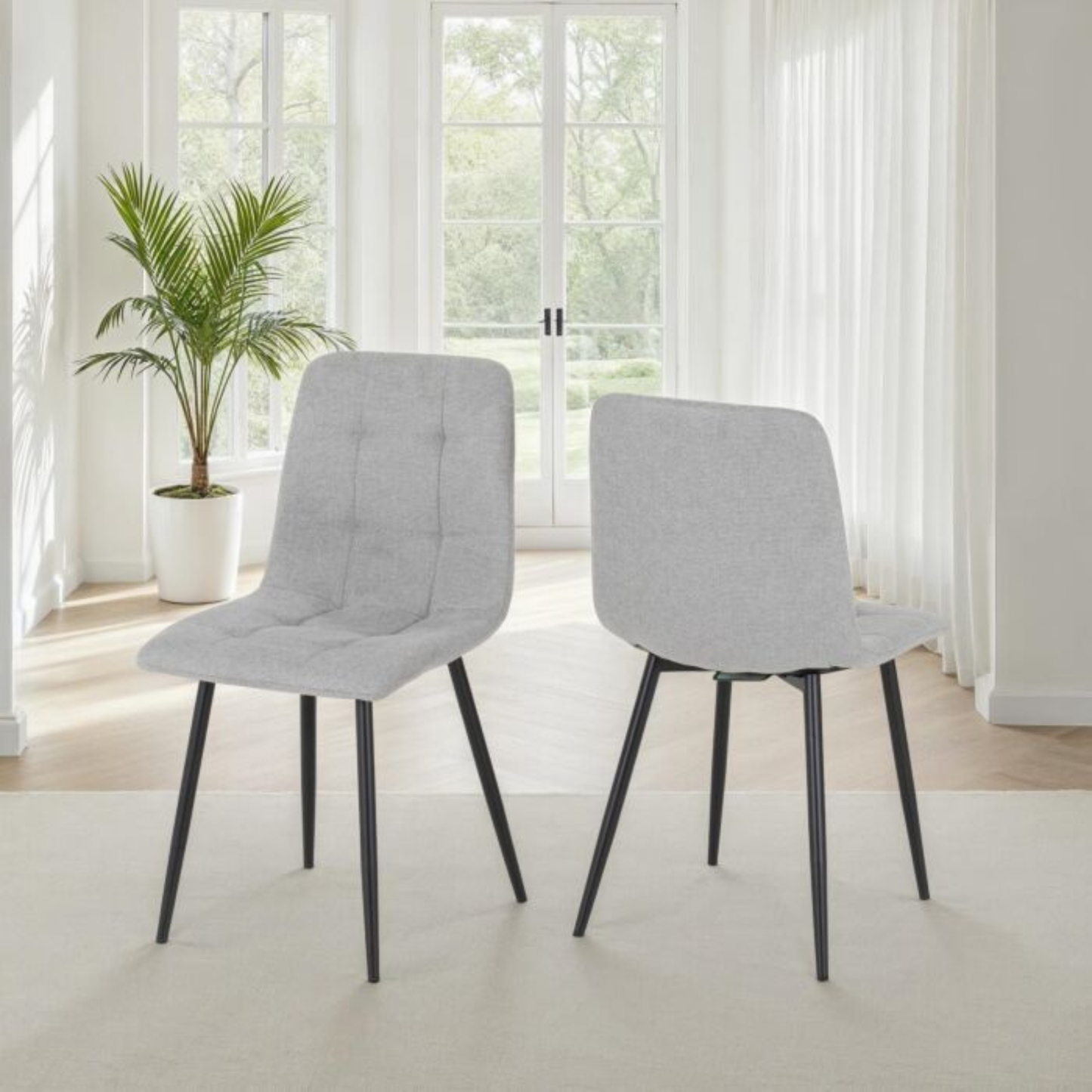 Fenton Dining Chair - Light Grey Fabric (Set of 2)
