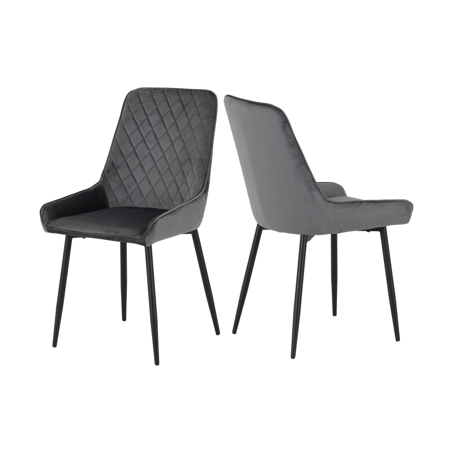 Marlow & Avery Dining Set (X4 Chairs) – Black Marble/Grey Velvet