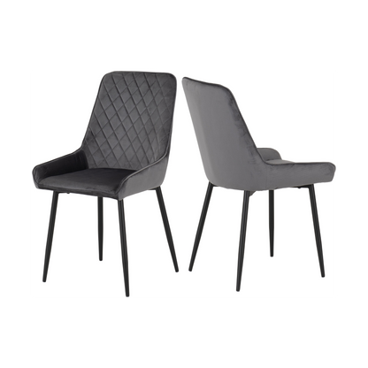 Marlow & Avery Dining Set (X4 Chairs) – Black Marble/Grey Velvet