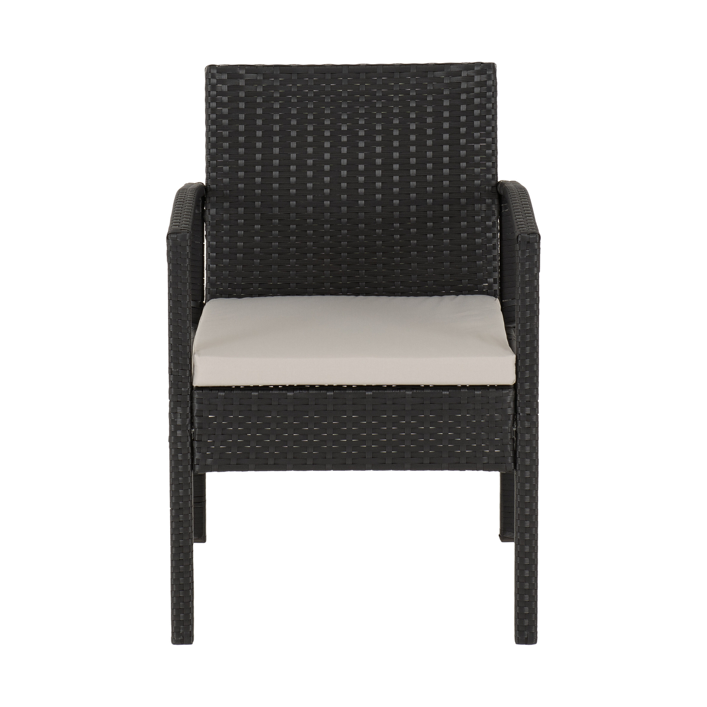 Cedar 4Pc Garden Set - Black Rattan/Grey Fabric/Black Glass