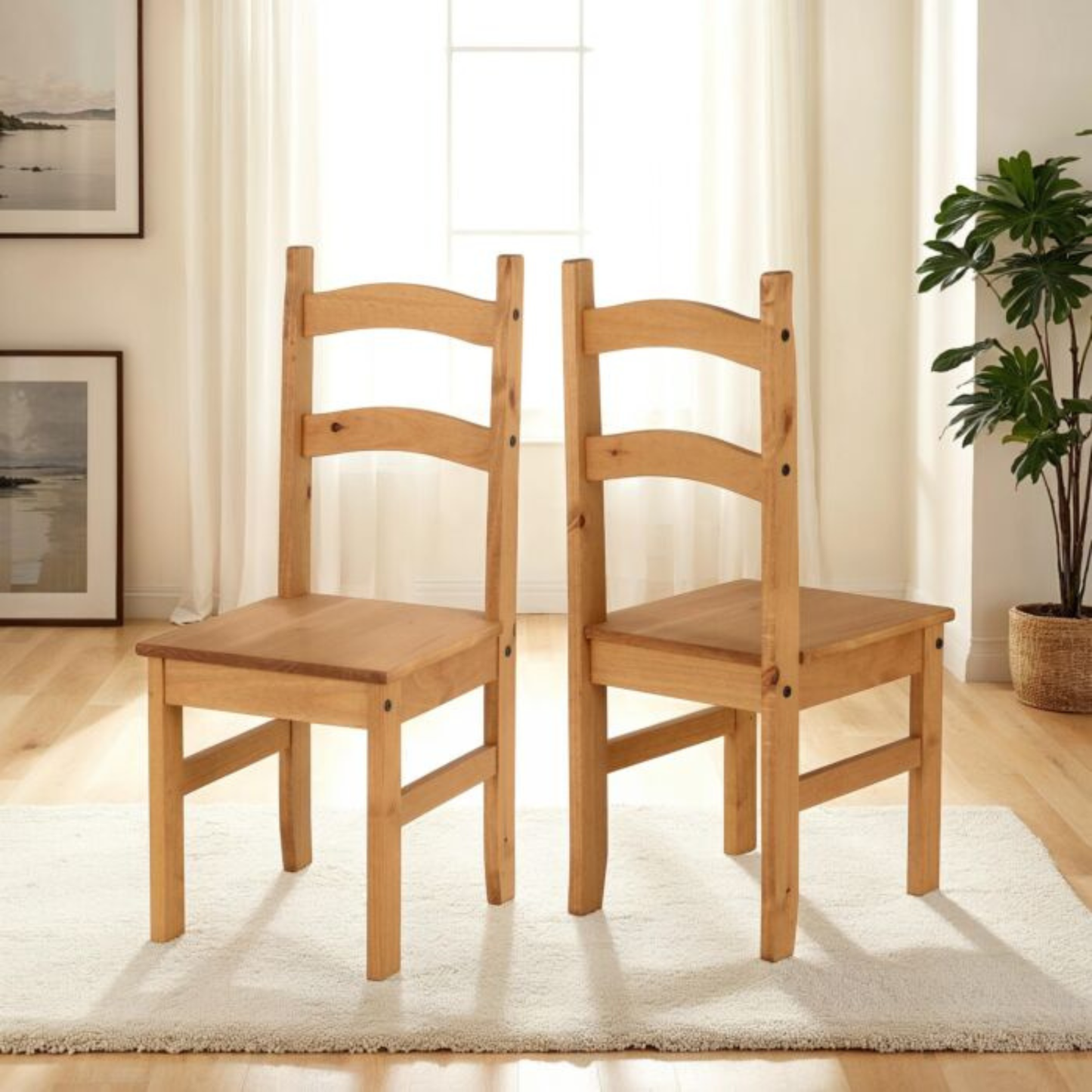 Budget Mexican Dining Chair (Set of 2) – Distressed Waxed Pine