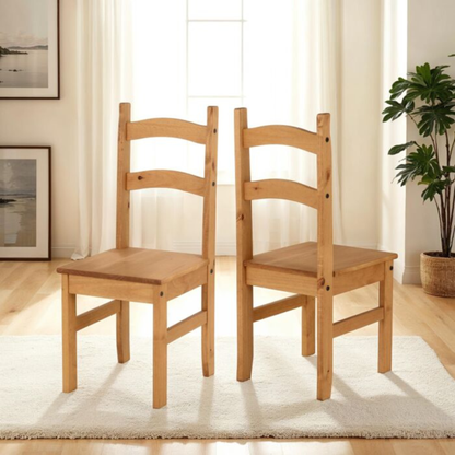 Budget Mexican Dining Chair (Set of 2) – Distressed Waxed Pine