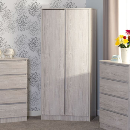 Malvern Urban Snow 2 Door Wardrobe with Rail & Shelf