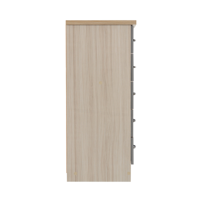 Nevada 5 Drawer Narrow Chest - Grey Gloss/Light Oak Effect Veneer