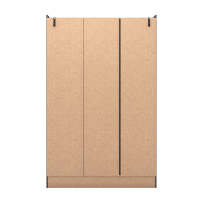 Nevada 3 Door 2 Drawer Mirrored Wardrobe - Black Wood Grain
