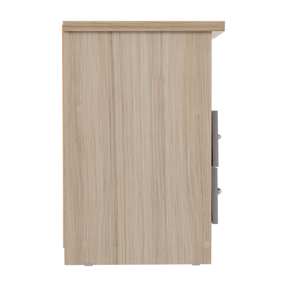 Nevada 2 Drawer Bedside – Grey Gloss/Light Oak Effect