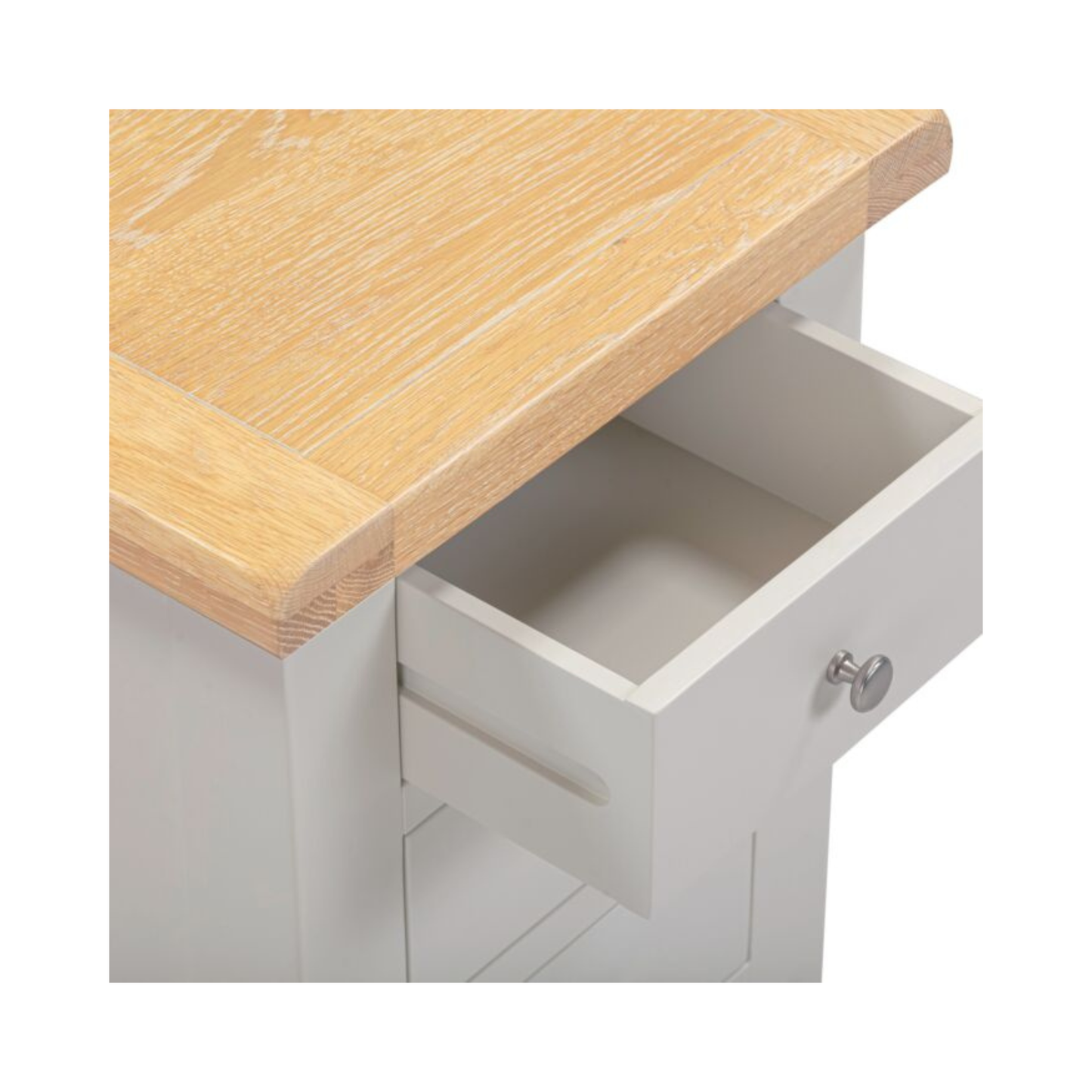 Windsor 3 Drawer Bedside Table – Pebble Grey & Oak