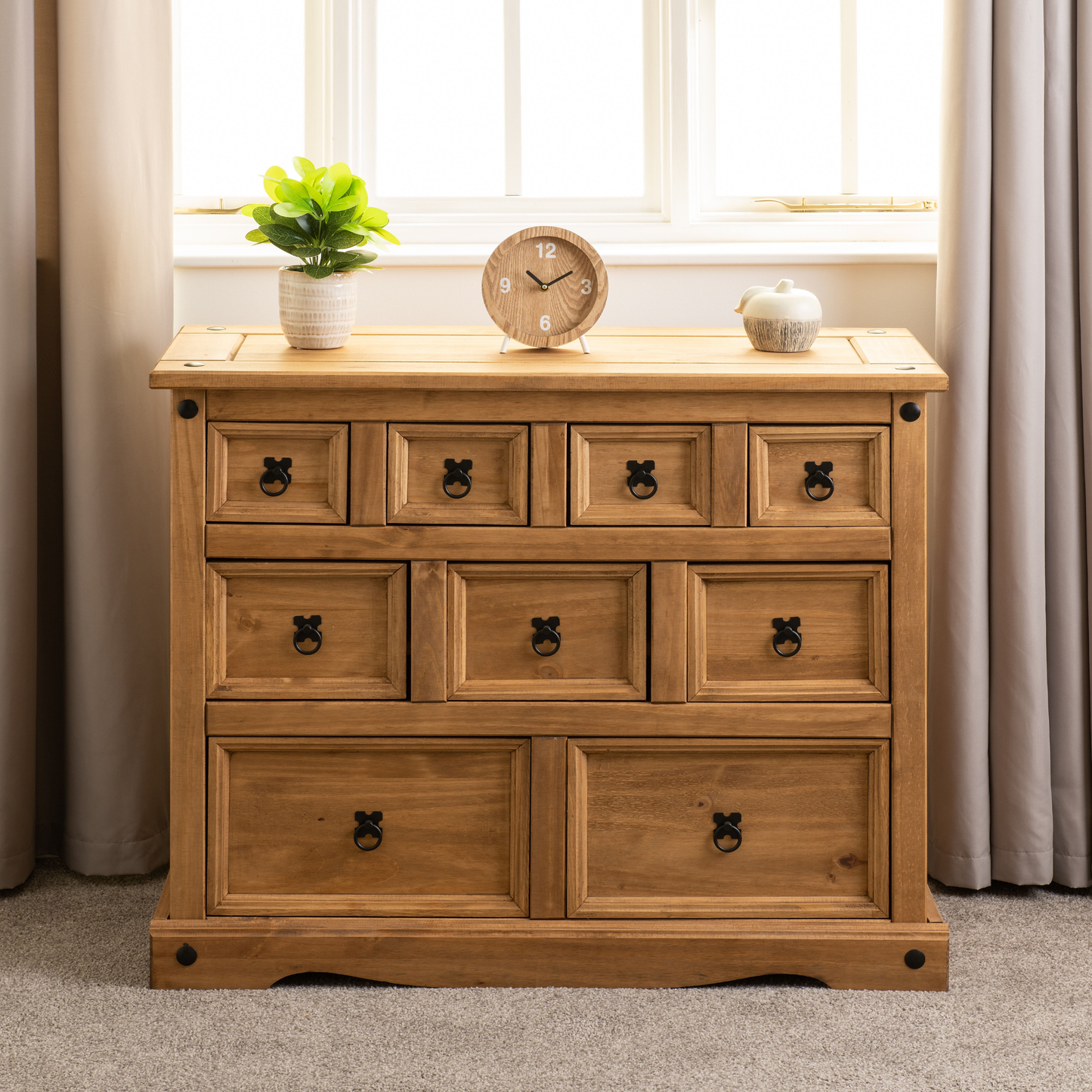 Corona Merchant Chest – Distressed Waxed Pine, Multi-Drawer Storage
