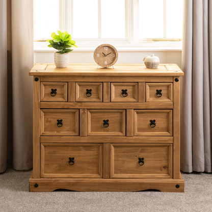 Corona Merchant Chest – Distressed Waxed Pine, Multi-Drawer Storage