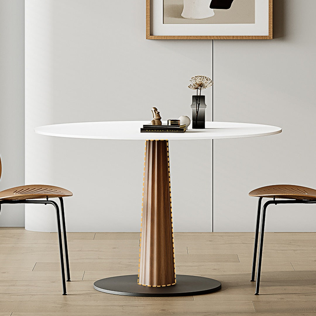 Anderson Small Round Dining Table, Sintered Stone & Solid Wood