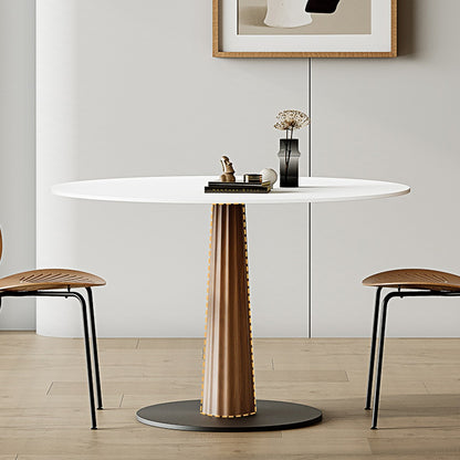 Anderson Small Round Dining Table, Sintered Stone & Solid Wood
