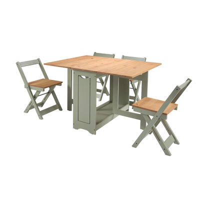 Santos Butterfly Dining Set - Green/Distressed Pine (4 Chairs)